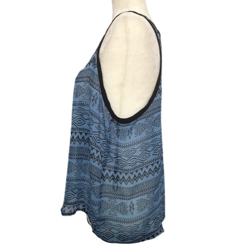 Blue & Black Aztec Pattern Racerback Babydoll Tank - Picture 3 of 7